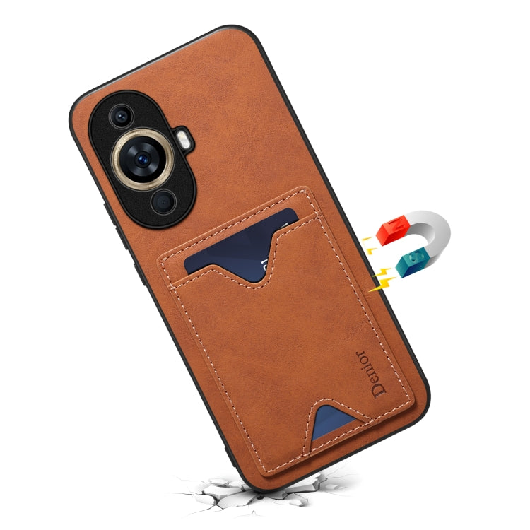 Funda para Huawei Nova 11 Pro / 11 Ultra Denior PU con Contraportada y Ranura para Tarjeta (Marrón)
