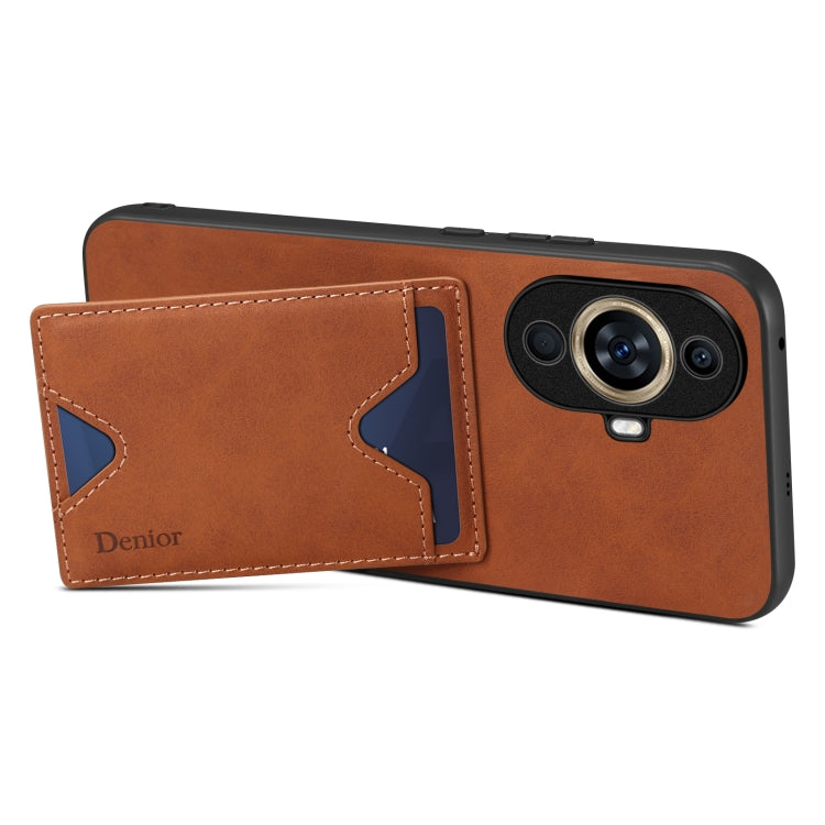 Funda para Huawei Nova 11 Pro / 11 Ultra Denior PU con Contraportada y Ranura para Tarjeta (Marrón)