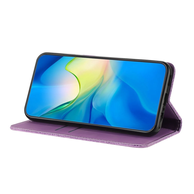 Estuche de teléfono Samsung Galaxy A23 Cuero Adsorción en Relieve Étnico (Púrpura)