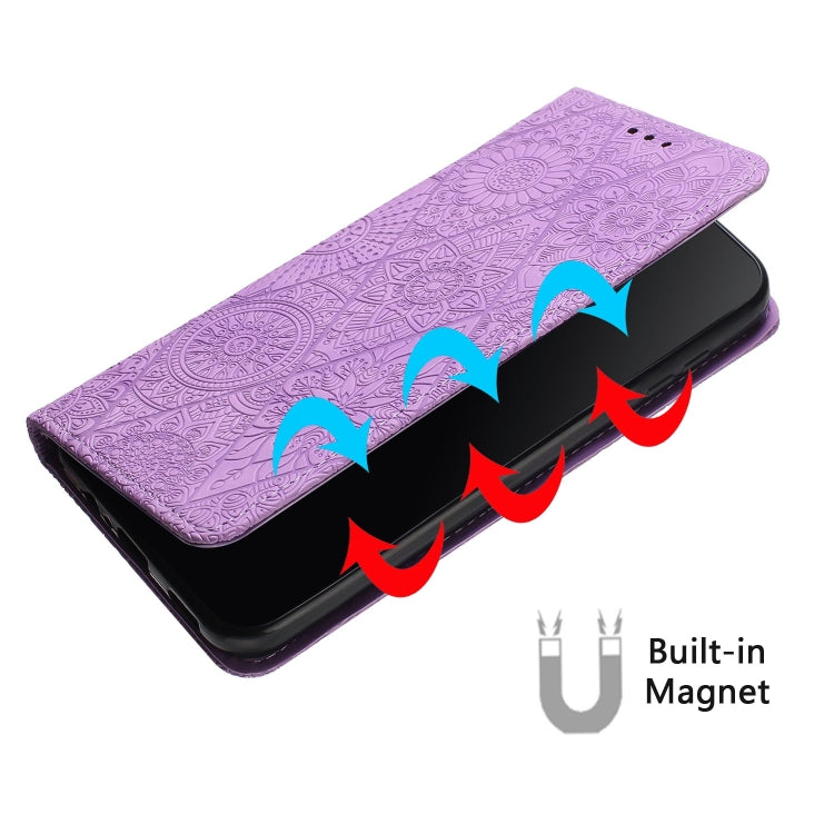 Estuche de teléfono Samsung Galaxy A23 Cuero Adsorción en Relieve Étnico (Púrpura)