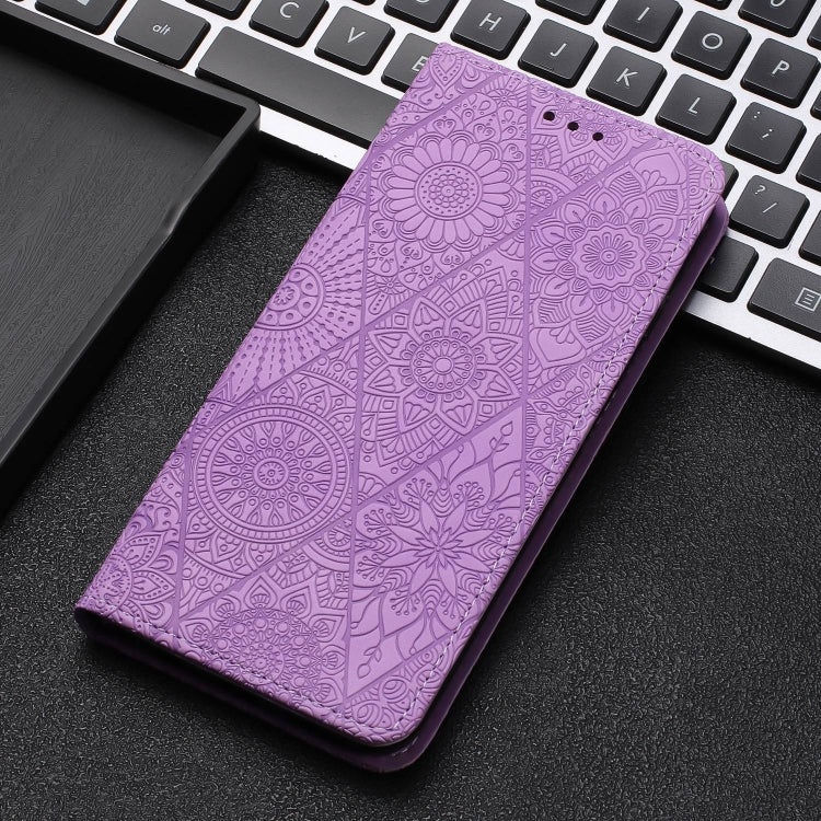 Estuche de teléfono Samsung Galaxy A23 Cuero Adsorción en Relieve Étnico (Púrpura)