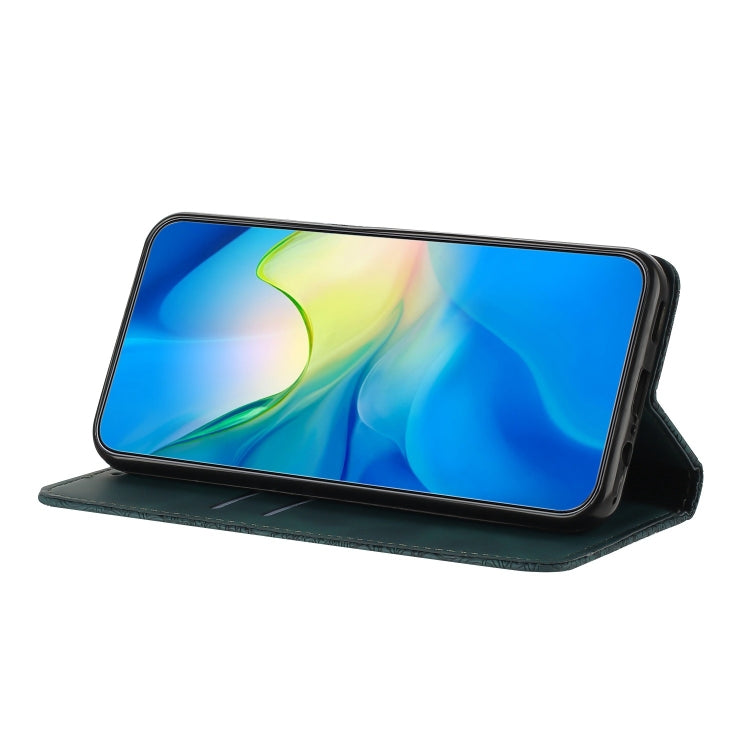 Estuche de Teléfono Samsung Galaxy A33 Cuero Adsorción Relieve Étnico (Azul)