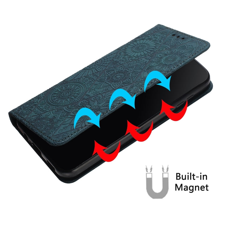 Estuche de Teléfono Samsung Galaxy A33 Cuero Adsorción Relieve Étnico (Azul)