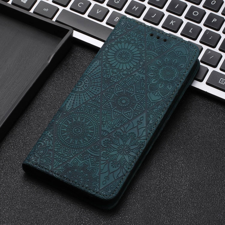 Estuche de Teléfono Samsung Galaxy A33 Cuero Adsorción Relieve Étnico (Azul)