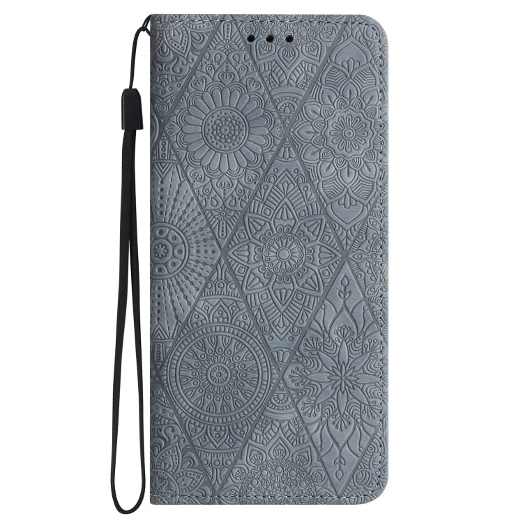 Estuche de Teléfono Samsung Galaxy A33 Cuero Adsorción En Relieve Étnico (Gris)