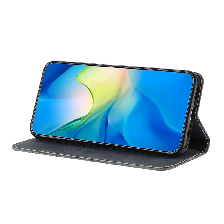 Estuche de Teléfono Samsung Galaxy A33 Cuero Adsorción En Relieve Étnico (Gris)