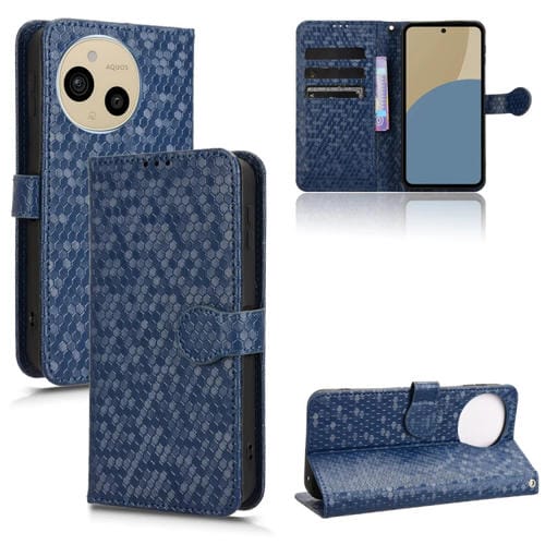 Funda de Cuero con Textura de Puntos Panal para Sharp Aquos Sense9 (Azul)