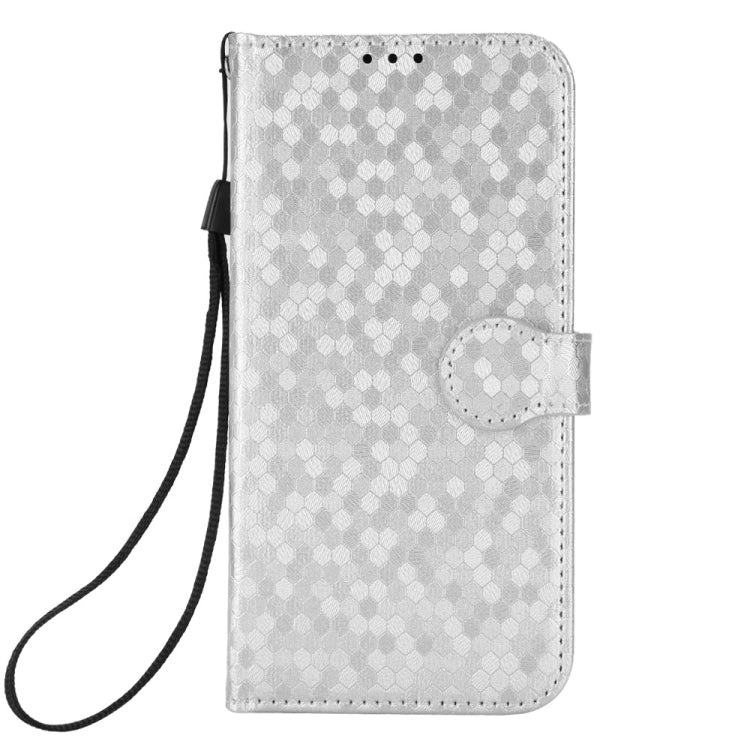 Funda de Cuero para Sharp Aquos Sense9 con Textura de Puntos en Panal (Plateada)