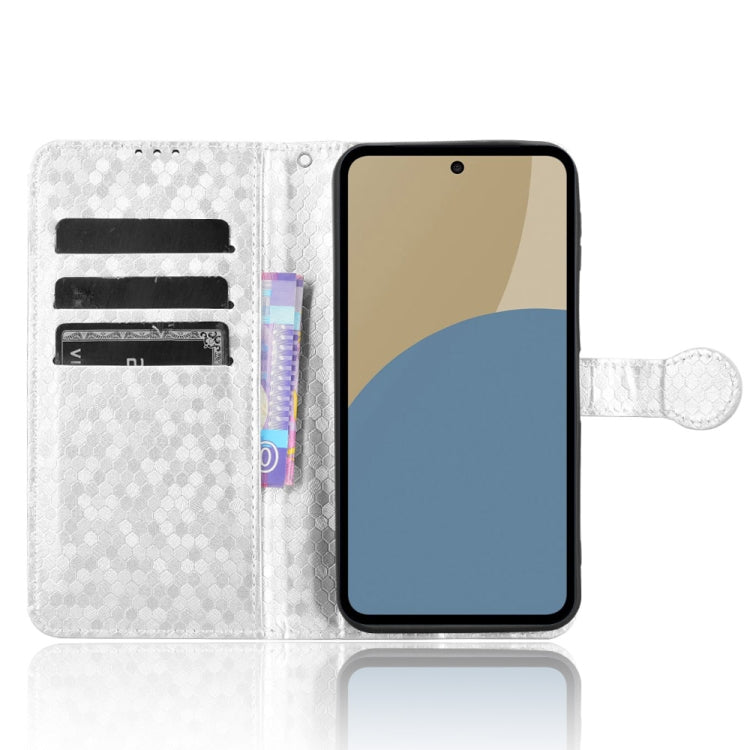 Funda de Cuero para Sharp Aquos Sense9 con Textura de Puntos en Panal (Plateada)