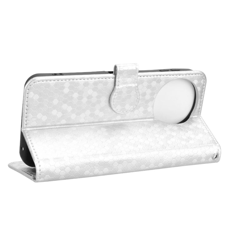 Funda de Cuero para Sharp Aquos Sense9 con Textura de Puntos en Panal (Plateada)