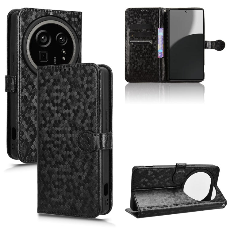 Funda de Cuero Textura Panal para Sharp Aquos R9 Pro Sh-54E (Negro)