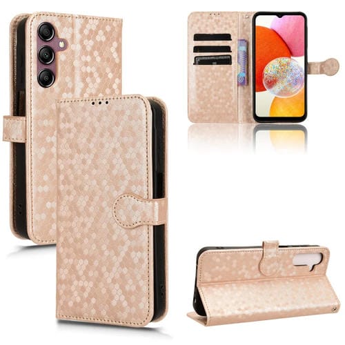 Funda de Cuero Samsung Galaxy A15 Textura Punto de Panal (Dorado)