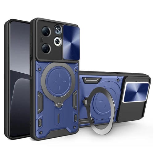 Funda para Teléfono Infinix Smart 8 Plus con Soporte Magnético Deslizante y Textura de Cd (Azul)