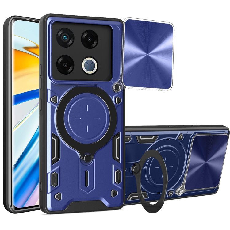 Funda para Teléfono Infinix GT 20 Pro con Soporte Magnético Deslizante y Textura de CD (Azul)
