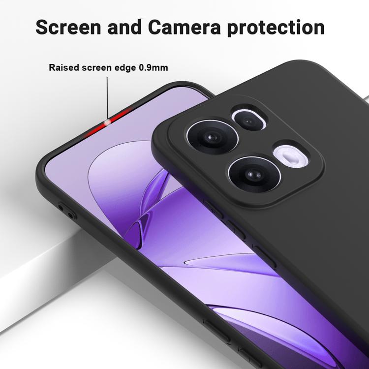 Funda de Silicona Líquida a Prueba de Golpes para Oppo Reno13 Pro 5G (Color Puro Global, Negro)