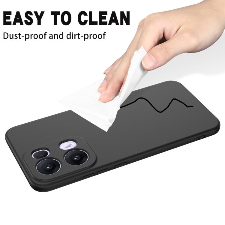 Funda de Silicona Líquida a Prueba de Golpes para Oppo Reno13 Pro 5G (Color Puro Global, Negro)