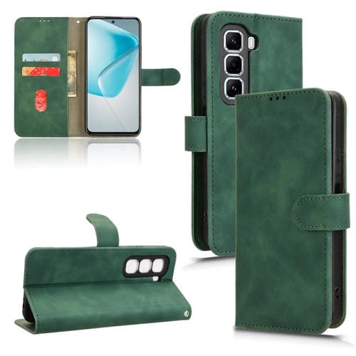 Funda de Cuero con Tapa Magnética para Infinix Hot 50 Pro (Verde)