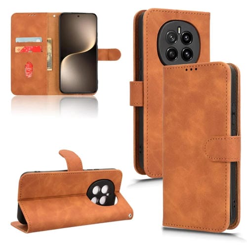Funda de Cuero con Tapa Magnética para Honor Magic7 (Marrón) con Tacto Piel