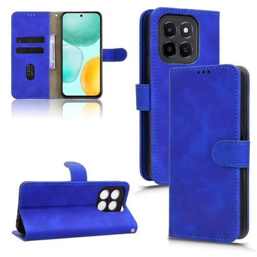 Funda de cuero con tapa magnética y diseño de piel para Honor X6c 4G (azul)
