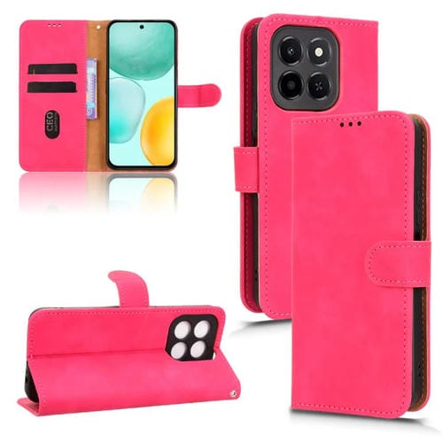 Funda de cuero con tapa magnética para Honor X6c 4G (rosa)