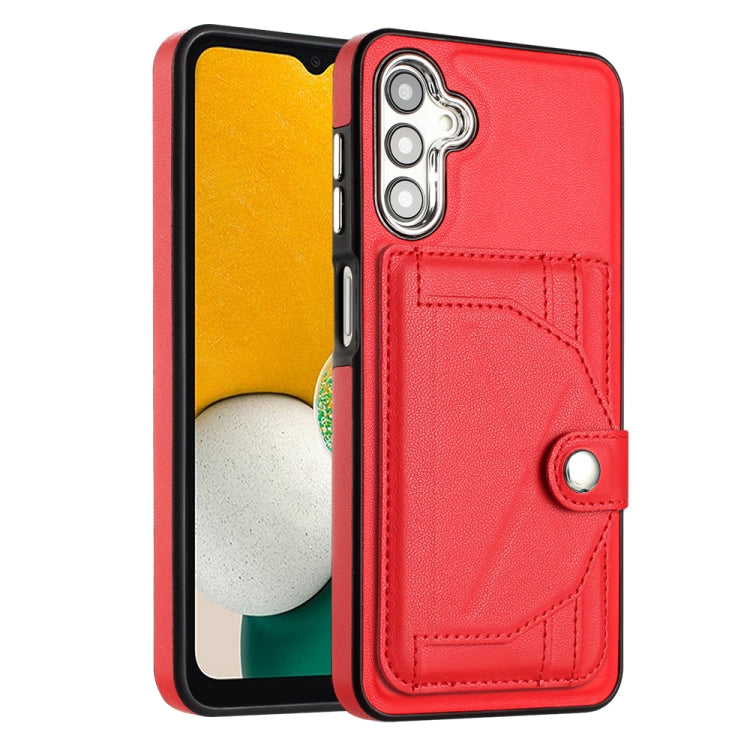 Estuche de Teléfono Samsung Galaxy A14 4G y A14 5G Cuero a Prueba de Golpes con Tarjetero (Rojo)