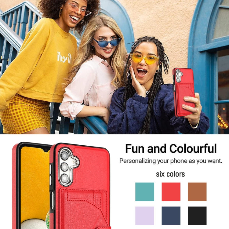 Estuche de Teléfono Samsung Galaxy A14 4G y A14 5G Cuero a Prueba de Golpes con Tarjetero (Rojo)