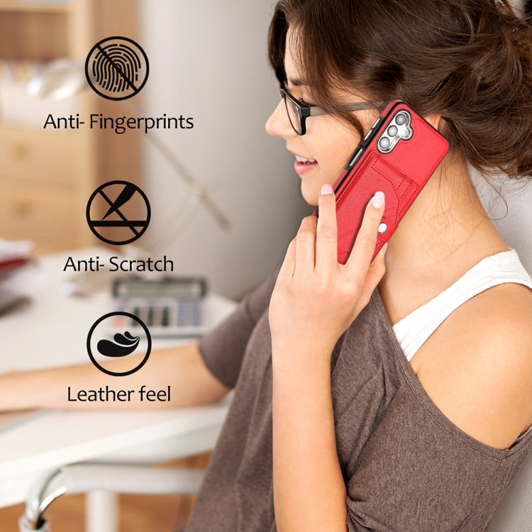 Estuche de Teléfono Samsung Galaxy A14 4G y A14 5G Cuero a Prueba de Golpes con Tarjetero (Rojo)