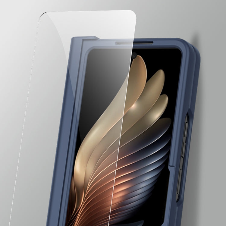 Para Samsung Galaxy Z Fold5 Estuche para teléfono integrado a prueba de golpes con ranura para bolígrafo (Azul)