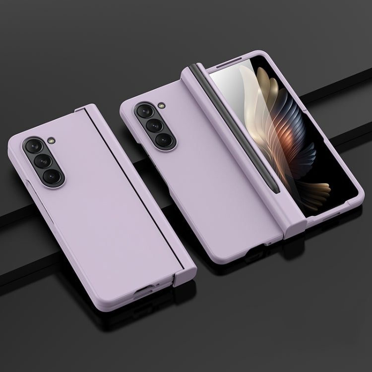 Para Samsung Galaxy Z Fold5 Estuche para teléfono integrado a prueba de golpes con ranura para bolígrafo (púrpura)