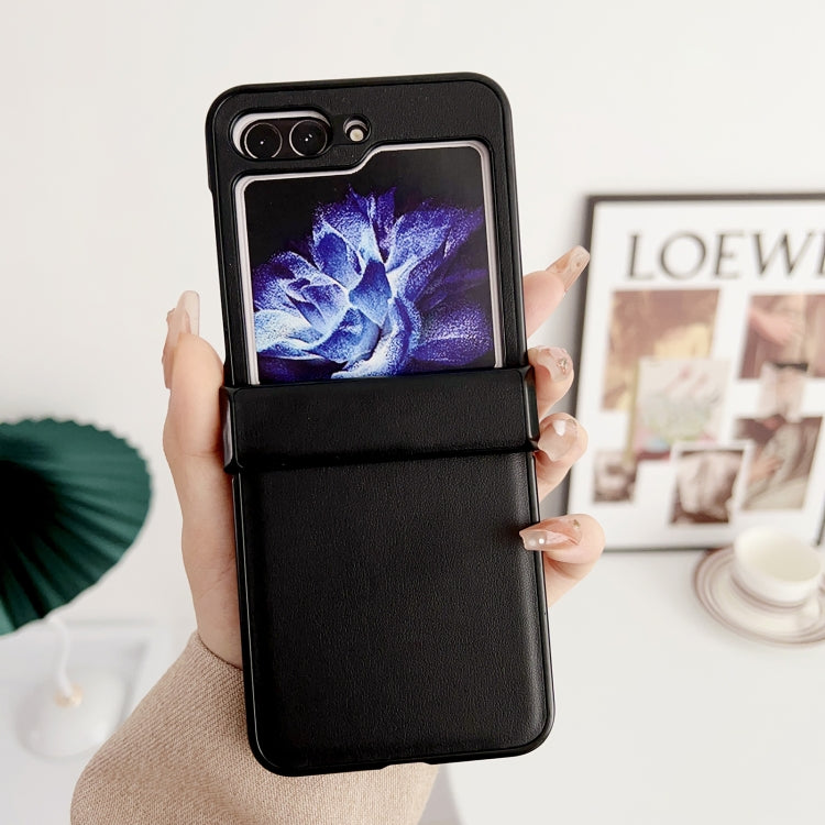 Para Samsung Galaxy Z Flip5 Pure Color Bisagra Funda para teléfono a prueba de golpes (Negro)