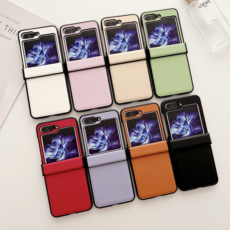 Para Samsung Galaxy Z Flip5 Funda de teléfono a prueba de golpes con bisagra de color puro (naranja)