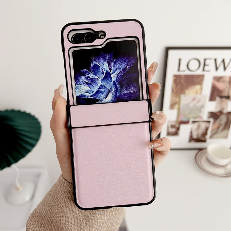 Para Samsung Galaxy Z Flip5 Funda de teléfono a prueba de golpes con bisagra de color puro (rosa)