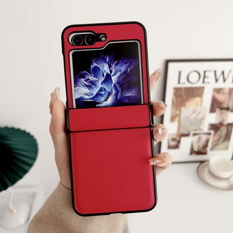 Para Samsung Galaxy Z Flip5 Pure Color Bisagra Funda para teléfono a prueba de golpes (Rojo)