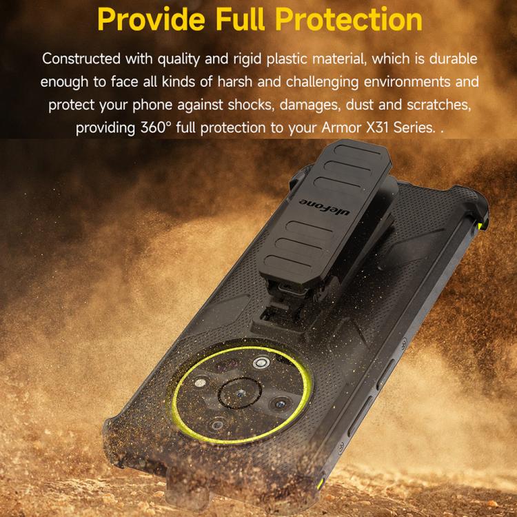 Funda Trasera con Clip y Mosquetón para Ulefone Armor X31 y X31 Pro (Negra)