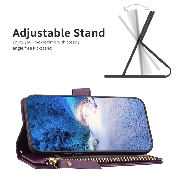Para Samsung Galaxy A53 9 Ranuras para tarjetas Cremallera Cartera Funda de cuero con tapa para teléfono (Morado oscuro)