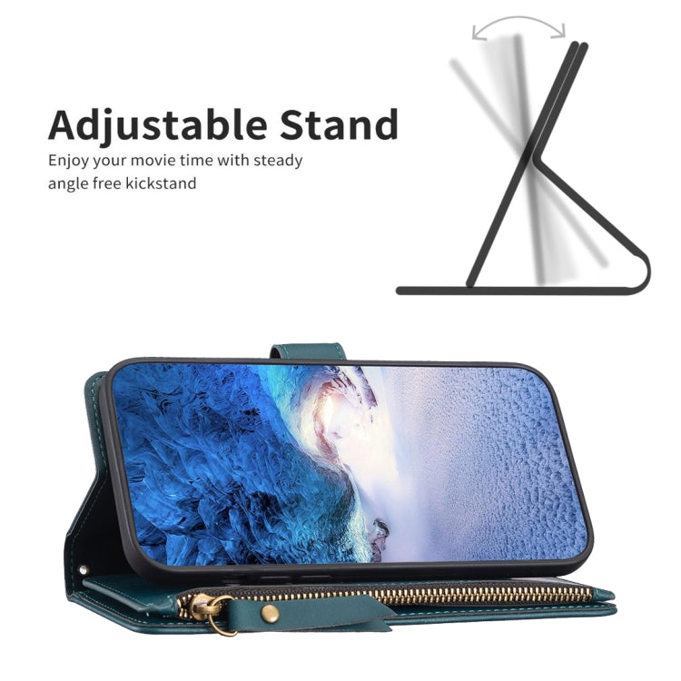 Para Samsung Galaxy S20 9 Ranuras para tarjetas Cremallera Cartera Funda de cuero con tapa para teléfono (Verde)