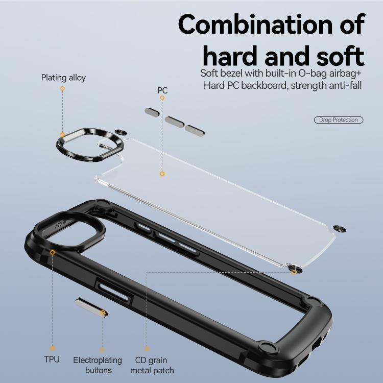 Funda Protectora de Lente TPU + PC para iPhone 16E (Negra)