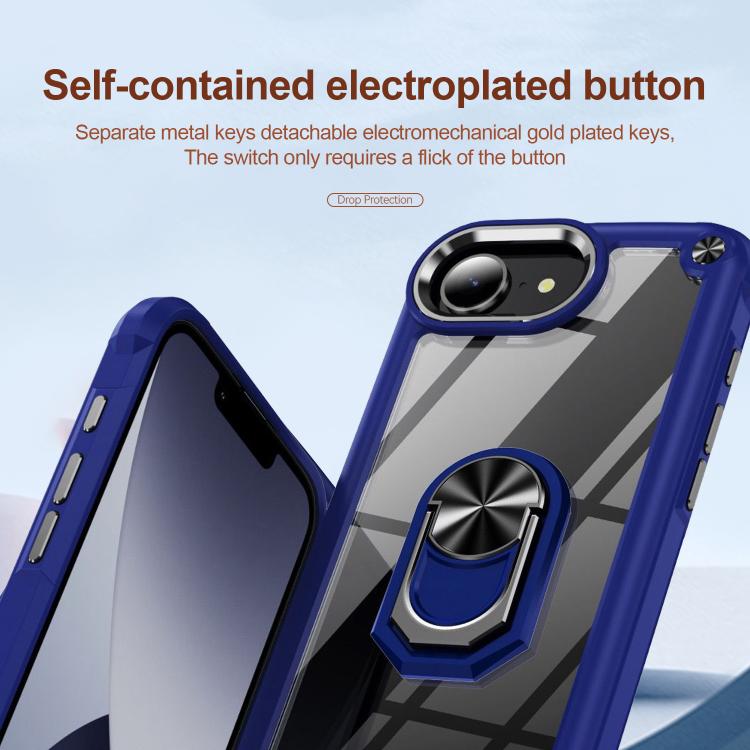Funda Protectora de Lente TPU + PC para iPhone 16E con Soporte de Anillo (Rojo)