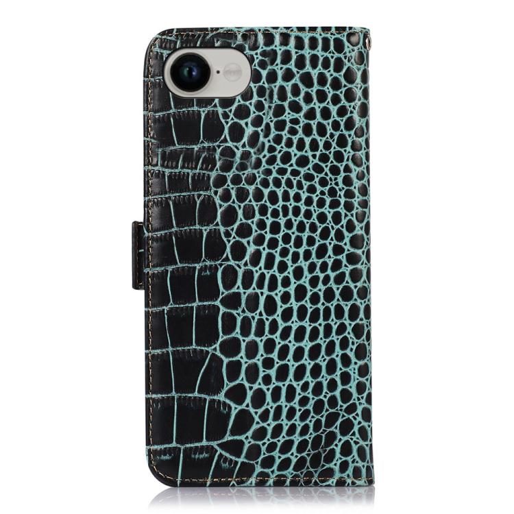 Funda para Teléfono iPhone 16E Piel de Vaca y Cocodrilo (Verde)