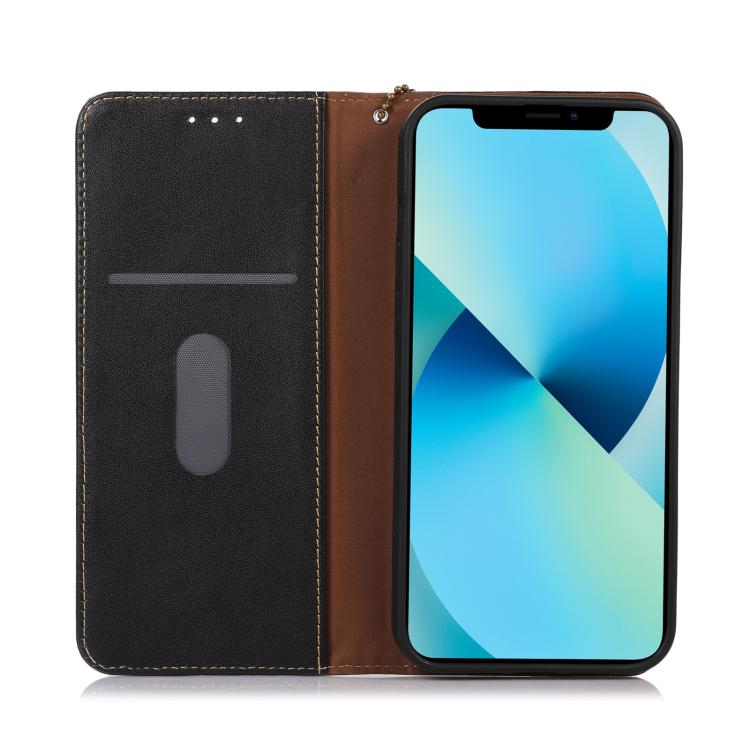 Funda para iPhone 16E Khazneh Nappa con Capa Superior de Piel de Vaca (Negra)