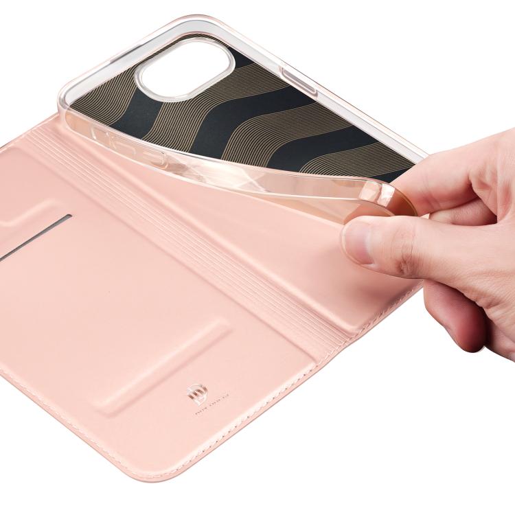 Funda de Cuero con Tapa Dux Ducis Skin Pro Series para iPhone 16E (Oro Rosa)