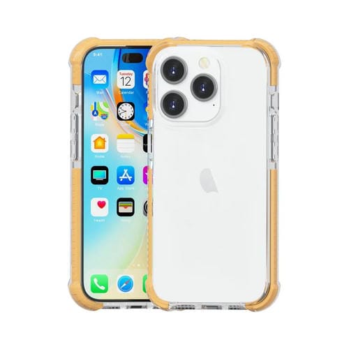 Funda híbrida de acrílico TPU a prueba de golpes con cuatro esquinas para iPhone 15 Pro Max (dorada)