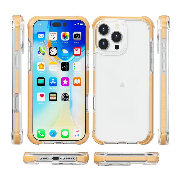 Funda híbrida de TPU y acrílico con cuatro esquinas a prueba de golpes para iPhone 16 Pro Max (dorada)