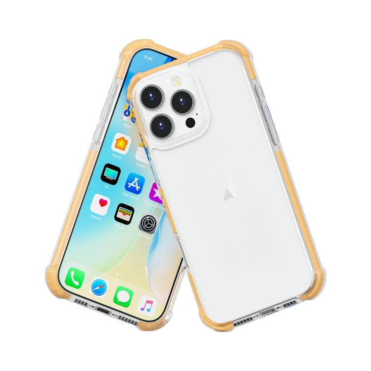 Funda híbrida de TPU y acrílico con cuatro esquinas a prueba de golpes para iPhone 16 Pro Max (dorada)