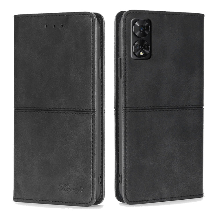 Funda Cuero Magnética Textura Vaca para TCL 50 5G (Negro)
