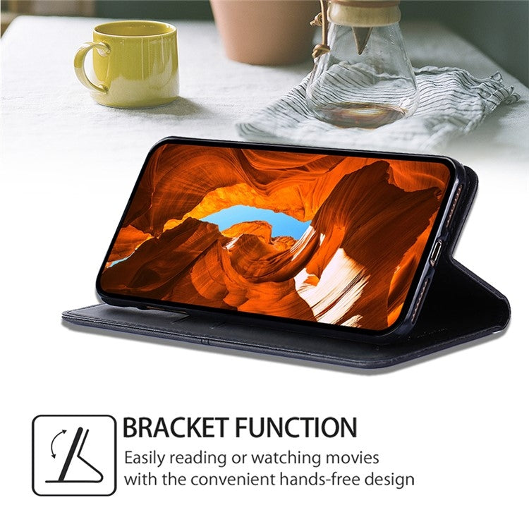 Funda Cuero Magnética Textura Vaca para TCL 50 5G (Negro)