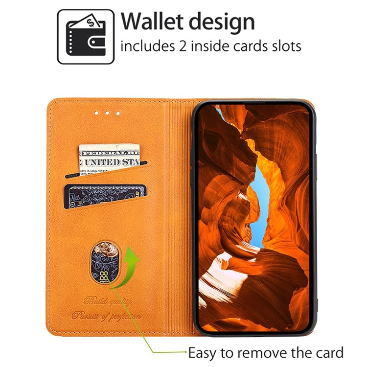 Funda de Cuero Magnética con Textura de Vaca para TCL 50 Xl (Marrón Claro)
