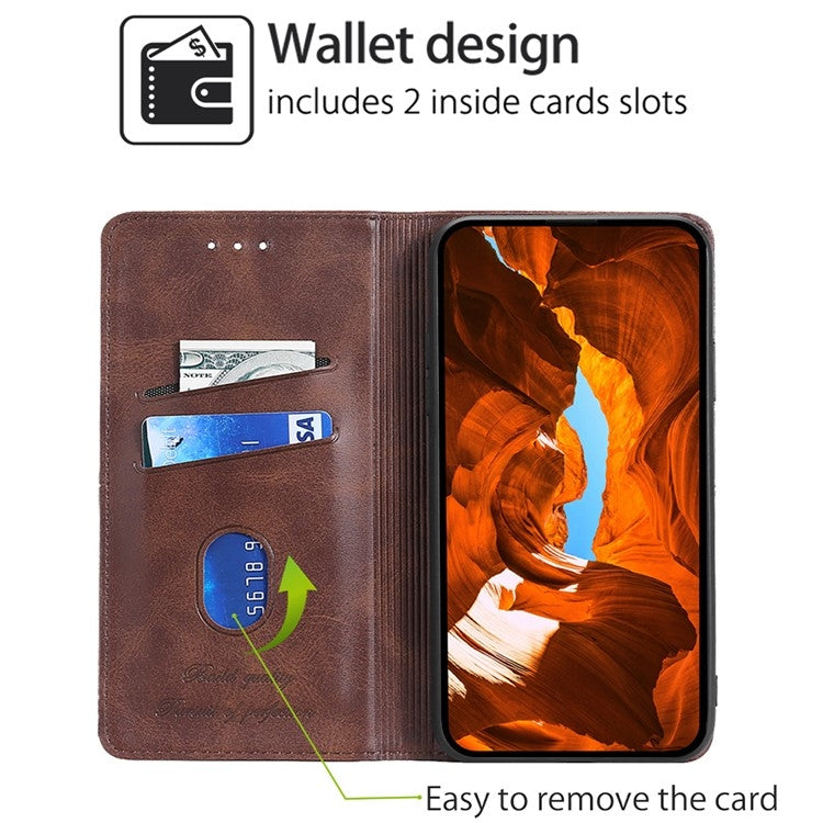 Funda de Cuero Magnética para Teléfono TCL 501 4G (Marrón Oscuro)