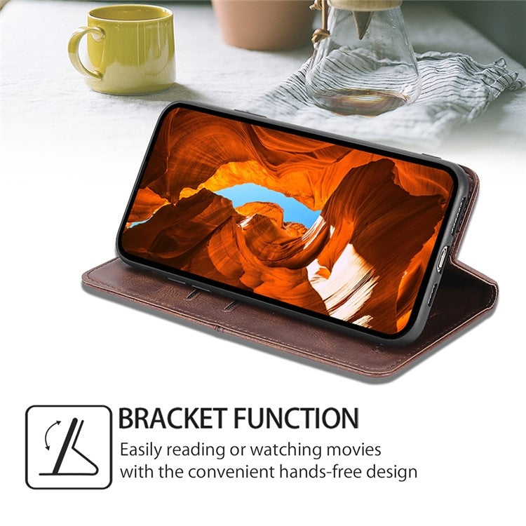 Funda de Cuero Magnética para Teléfono TCL 501 4G (Marrón Oscuro)