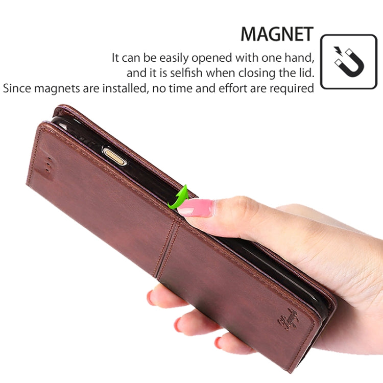 Funda de Cuero Magnética para Teléfono TCL 501 4G (Marrón Oscuro)